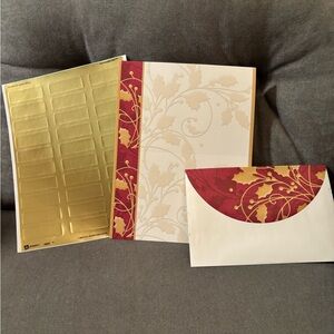 Elegant Red and Gold Stationery Set